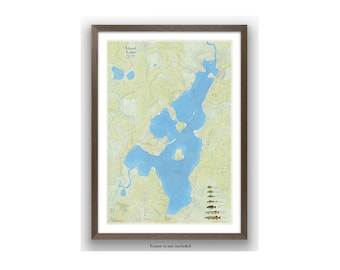 Island Lake Wisconsin Map Art: Detailed Depth & Fish Chart
