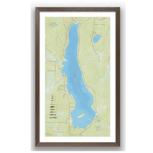Vierwaldstättersee Wisconsin. Forest County in der Nähe von Crandon. Wandkunst. Rustikale Landkarte im Vintage-Stil. See Tiefe Karte.  Angeln oder Cottage einzigartiges Geschenk