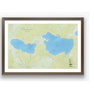 Lake Borton | Laurasee | Forest County | Armhigh Creek | Wisconsin | Karte im Vintage-Stil | See Tiefe | Landkarte Kunst | Angelkarte | Landhaus
