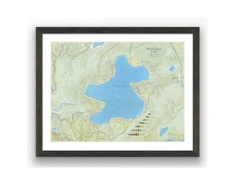 Muskellunge Lake Vintage Style Map Art: Vilas County, Wisconsin