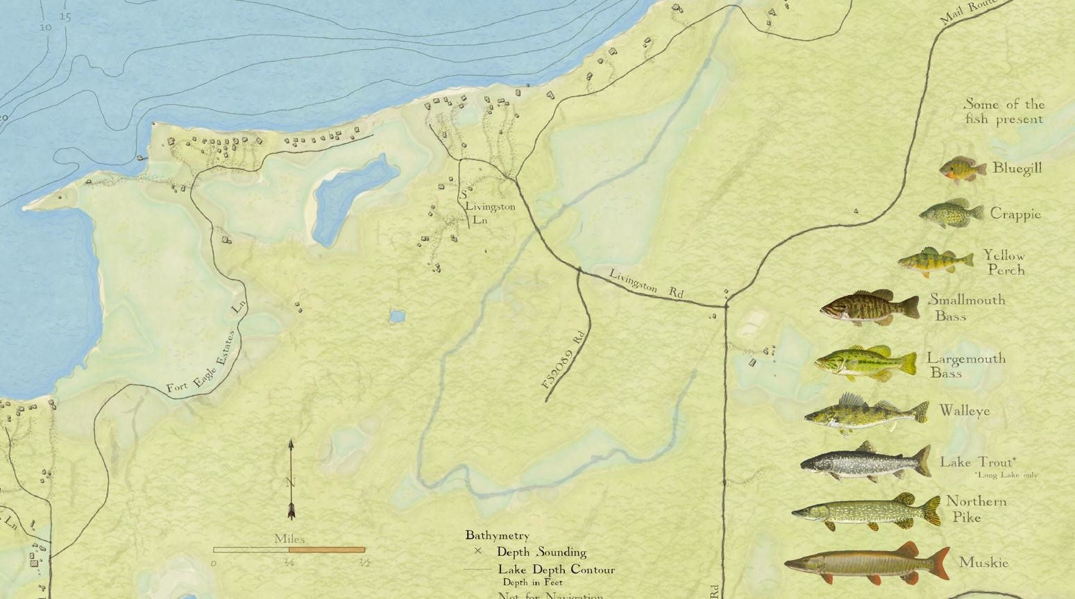 Long Lake Big Sand Lake Phelps Vilas County Wisconsin Lake Depth Map