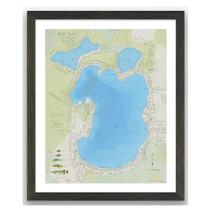 Kelly Lake Wisconsin im Oconto County in der Nähe von Suring | Karte im Vintage-Stil | See Tiefe | Rustikale Angelkarte | Häuschen | Benutzerdefinierte Kunst | Geschenk
