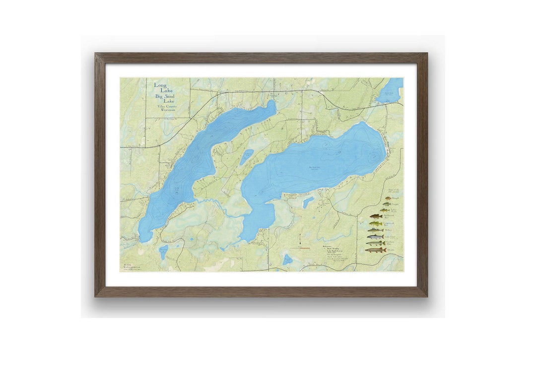Long Lake Big Sand Lake Phelps Vilas County Wisconsin Lake Depth Map