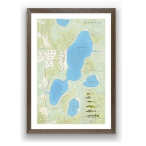 Auburn Lake Wisconsin Karte | Fond du Lac | Wasserkocher Moräne | Rustikale Karte im Vintage-Stil | See Tiefe | Kunst | Angelkarte | Häuschen | Landkarte | Geschenk