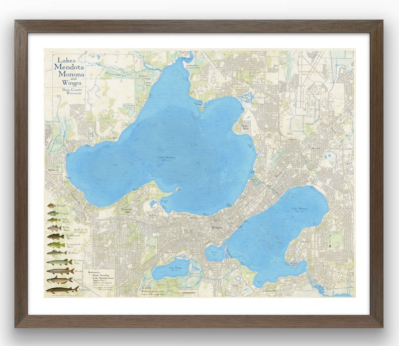 Lake Mendota Monona Wingra Madison Dane County Wisconsin Vintage Style