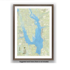 Castle Rock Lake Map Art: Wisconsin River Watercolor Print