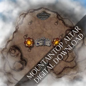 Mapa de Batalha do Altar do Topo da Montanha | Grade 25x25 e sem grade, Download Digital de Terreno PNG, Compatível com Roll20 e Foundry, Sem IA