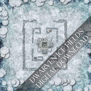 Mapa de batalha dos campos de gelo dos anões | Grade 25x25 e sem grade, download digital de terreno PNG, compatível com Roll20 e Foundry, sem IA