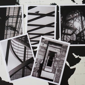 Lot de 5 cartes postales avec photographies d'architecture en noir et blanc de Madrid 7x5" | Photographie de rue | Cartes de vœux souvenirs | Idée cadeau