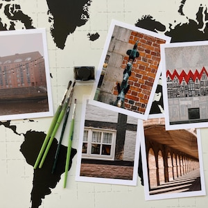 Set di 5 cartoline di Street Photography di Brema | Fotografie colorate della città anseatica tedesca | Biglietti d'auguri | Idee regalo