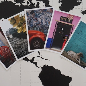 Cartes postales colorées du Mexique dans un ensemble de 5 avec des photographies minimalistes
