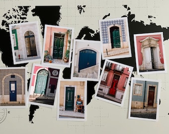 Set of 10 postcards with colorful Lisbon door photographs 7x5" | Architecture Street Photography Portugal | Greeting Cards | Gift Idea