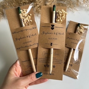 Segnaposto personalizzato, regali di ringraziamento con matita di semi personalizzata, regali piantabili per gli ospiti del matrimonio, regali speciali ecologici per gli ospiti