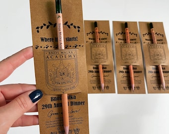 Spersonalizowane upominki ślubne w formie ołówków nasiennych, ekologiczny prezent do sadzenia, karta Kraft