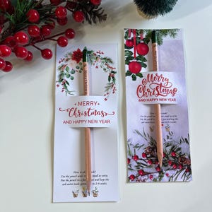 Matita con semi piantabili a tema natalizio per gli ospiti, bomboniere ecologiche personalizzate per gli ospiti, bomboniere di ringraziamento con matita natalizia personalizzata