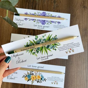 Plantable Seed Pencil Favor For Wedding Guests, Custom Eco Friendly Favors For Wedding Guests, Personalized Wedding Pencil Thank You