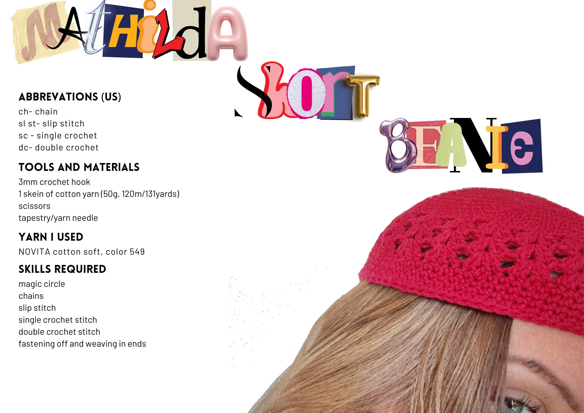 Mathilda Short Beanie CROCHET PDF PATTERN - Etsy