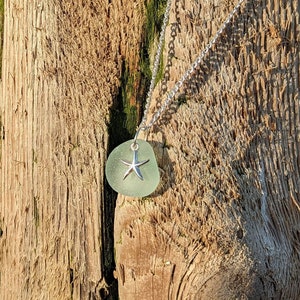 Sea Glass Necklace with Starfish Charm