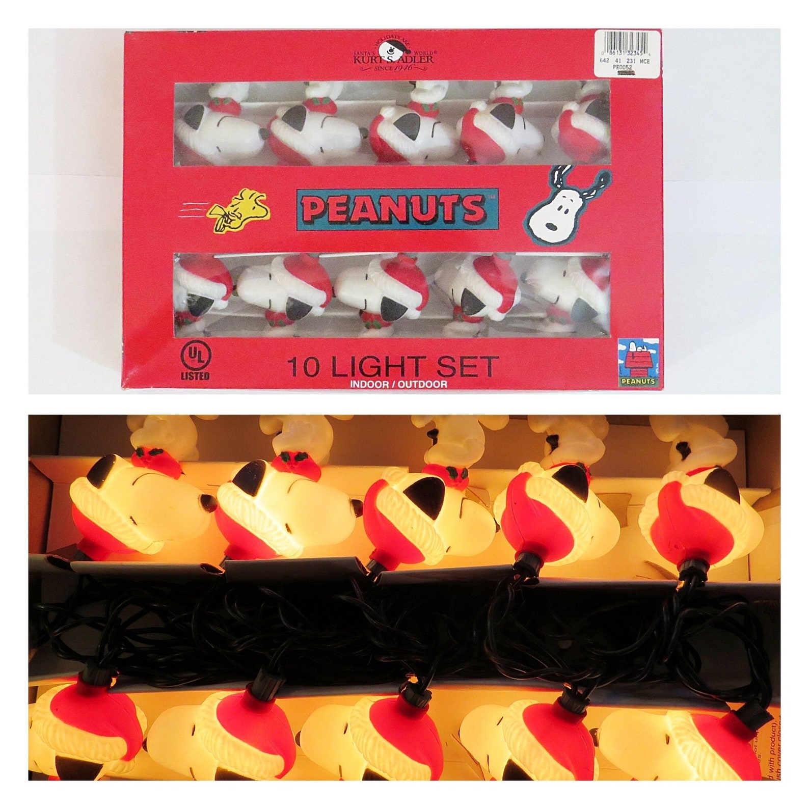 2000 NIB, Kurt Adler Peanuts Christmas Lights, Snoopy Christmas Lights