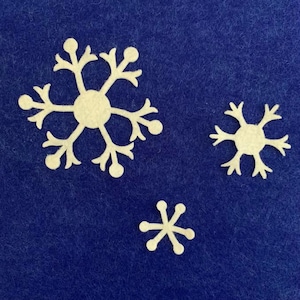 12 Pc SNOWFLAKES Wool Blend Felt Die Cuts // Winter // Christmas // Die Cut Felt // White // Kid Crafts // Snowflake // Large Medium & Small