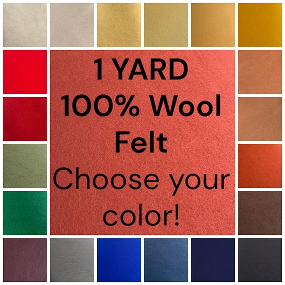 1 YARD 100% Merino Wool Felt – Craft Material, Choose Color, Approximately 3mm Thick