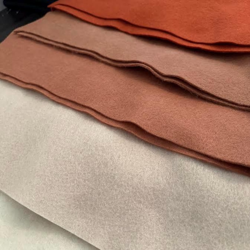 1 Yard-100% Wool- CHOOSE YOUR COLOR // Cut to Order // Soft Felt // 3MM Thick // Crafts // Premium Thick Merino Wool Felt // Made in the USA // Colors shown here -Oat, Peach Beige, Tawny, Ember // Crafting Felt // Yardage // Merino Wool// 15 colors available
