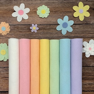 7pc Wool Felt // Spring Rainbow Palette// Pastel Felt Sheets // Felt Crafts // Pastel Spring // Wool Blend Felt // Easter // Flower // Craft