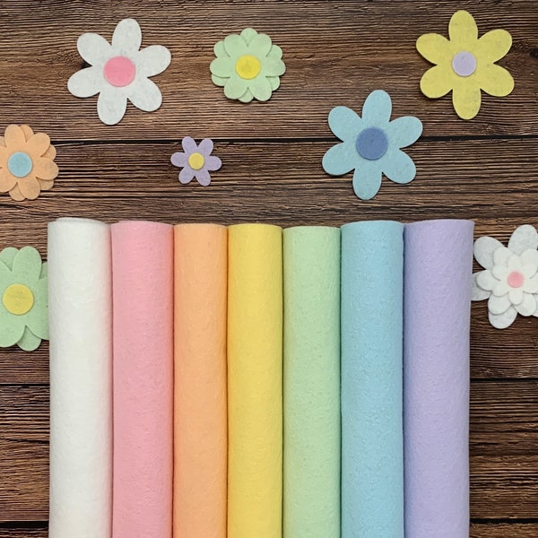 7pc Wool Felt // Spring Rainbow Palette// Pastel Felt Sheets // Felt Crafts // Pastel Spring // Wool Blend Felt // Easter // Flower // Craft