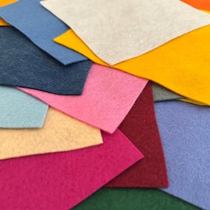 1 LB Felt Scrap Pieces // Merino Wool Blend // No piece smaller than 4&quot;X4&quot;// Assortment of Colors // Craft Felt // Approximately 80 sheets
