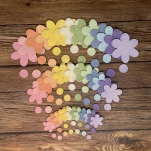 156pcs PASTEL RAINBOW Wool Blend Felt // Daisy Flowers // DIY Felt Flower Collection // Die Cut Felt Flowers // Daisy Collection // Daisies