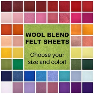 Merino Wool Blend Felt Sheets – 150+ Colors, USA Made Craft Supply, Choose your size and color