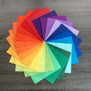 22 Pc RAINBOW Merino Wool Blend Felt Collection // Rainbow Felt // Choose Your Size // Craft Felt // Soft Felt // FREE SHIPPING