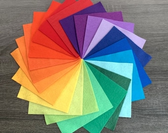 22 Pc RAINBOW Merino Wool Blend Felt Collection // Rainbow Felt // Choose Your Size // Craft Felt // Soft Felt // FREE SHIPPING