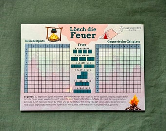 Spieleblock: "Lösch die Feuer" (3er Set) - ähnlich wie "Schiffe versenken" als Spiel für Gruppenstunde, Ferienlager & Jugendarbeit