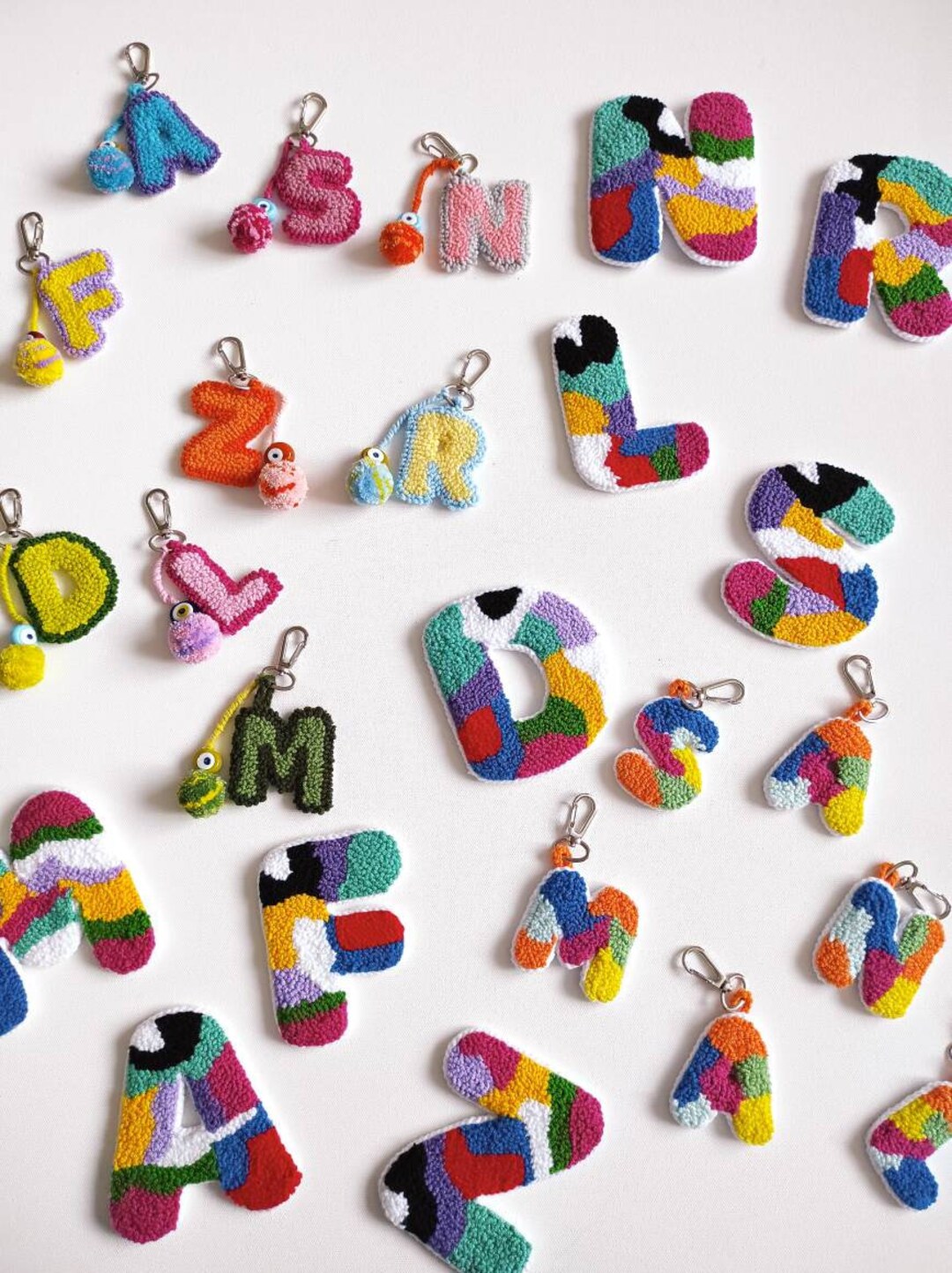 Personalized Punch Keychain Punch Needle Letter Keychain Gift for Her