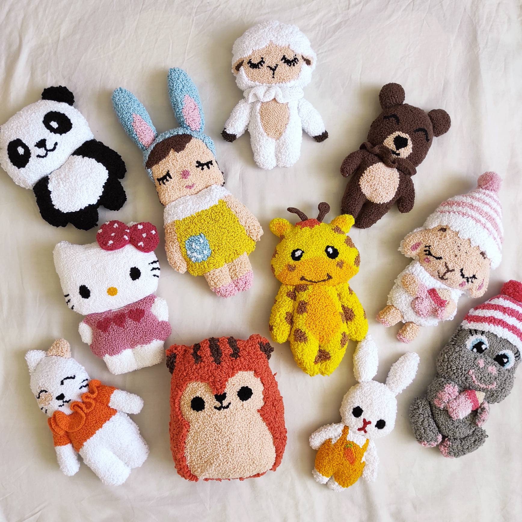 Punch Needle Plush Baby Stuffed Nursery Toys Animals Sleep Plush