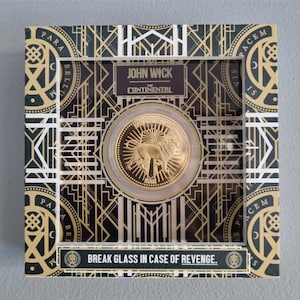 John Wick 3D-frame en bewerkte muntsteun 'Break In Case Of Revenge'