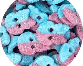 BUBS Dizzy Skulls Swedish Candy - 1/2 Pound Sour Foam Skulls With Bubble Gum Flavor