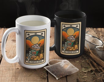 Pumpkin Spice mug, Pumpkin spice tarot, Cute Fall Mug, Halloween coffee mug, spooky coffee mug, Witchy Coffee mug, Tarot Coffee Mug