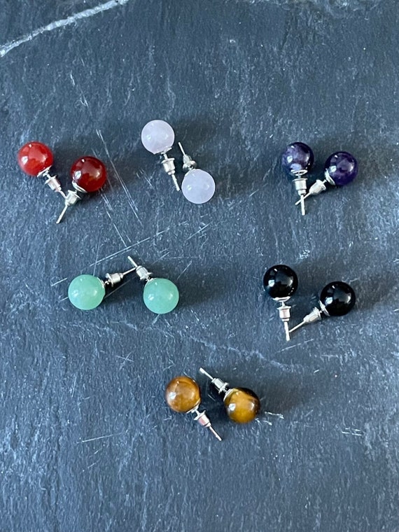 Natural stone stud earrings best sale