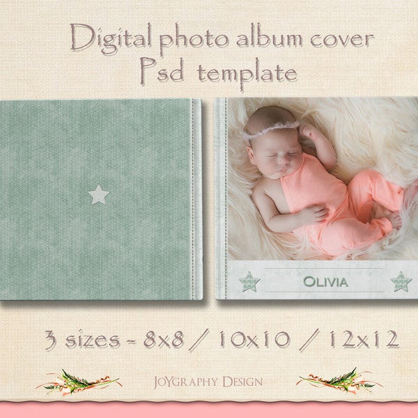 Olivia Photo Book Cover Digital Template, Photo Album Cover, Family Photographer Templates, Photoshop Template, INSTANT DOWNLOAD Psd Files