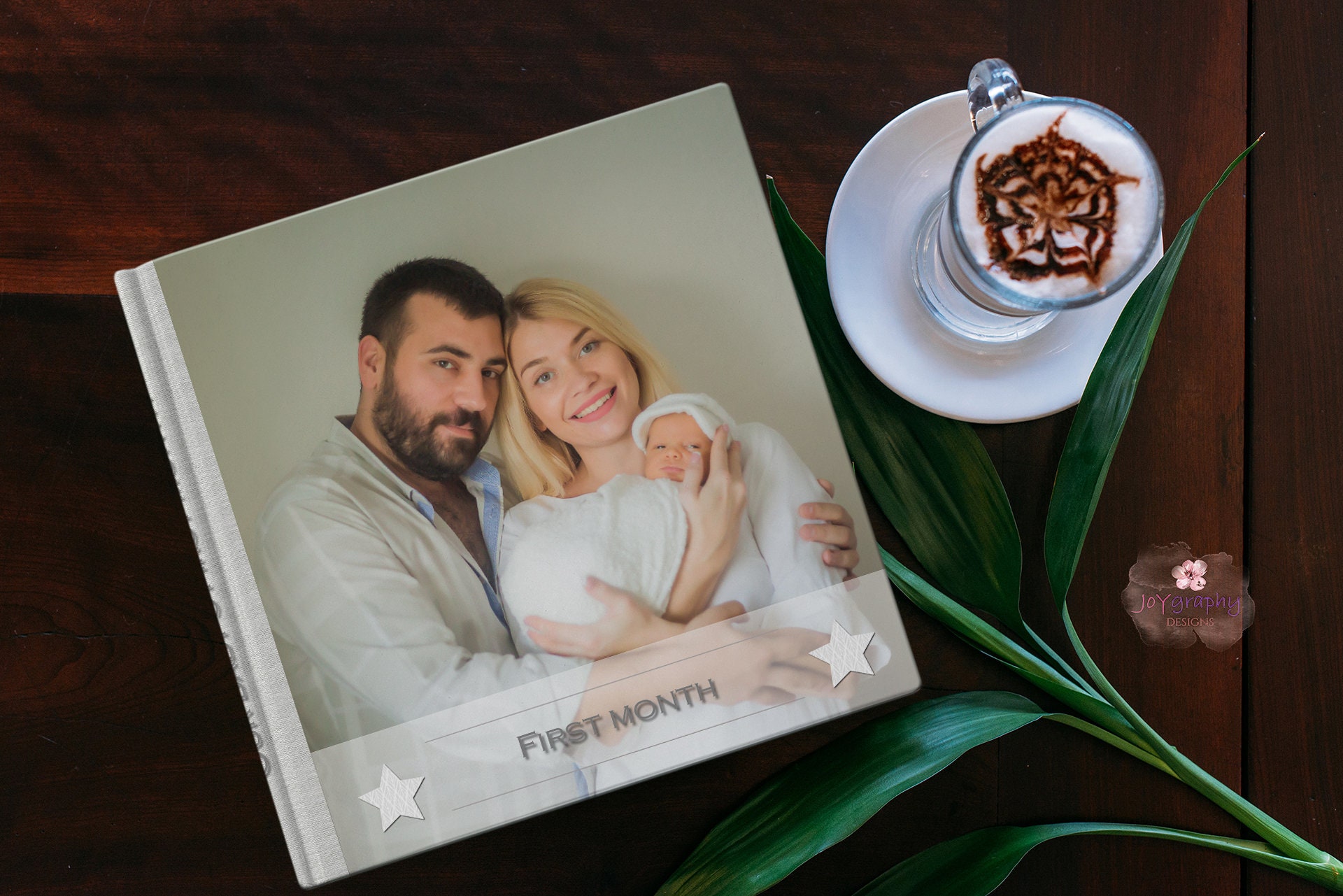 Grey Photobook Cover Template, Baby Girl Boy Photo Album Cover, Family ...