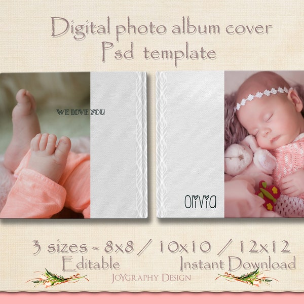 Photo Book Cover Template, Photo Album Cover, Photographer Templates, 8x8, 10x10, 12x12 inch. Photoshop Template, INSTANT DOWNLOAD Psd Files