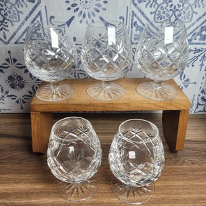 Vintage Crystal Cut Brandy Glasses, Vintage Barware, Vintage Brandy Glass
