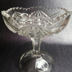 Vintage Footed Pedestal Crystal Cut Glass Candy Bon Bon Bowl