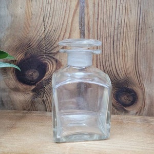Antique Glass Perfume Bottle, Clear Glass Bottle, Bottle Stopper