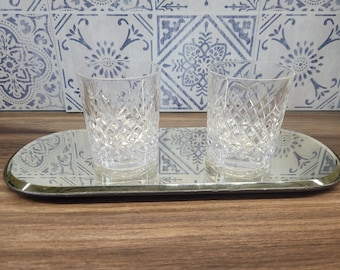 Antique Art Deco Glass Drinks.Teay, Mirrored Drinks Tray, Antique Barware