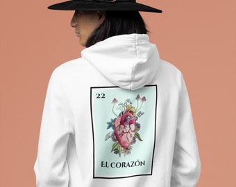 Hoodie Loteria Print Corazon Anatomical Heart Sweatshirt Watercolor Anatomical Heart Loteria Print Botanical Art Print ER Nurse Hoodie Nurse