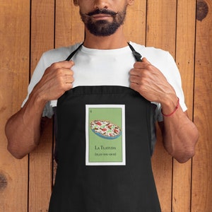 Delantal La Tlayuda, Loteria Mexicana, Regalo para Chef, Oaxaca, Estampado de Loteria, Delantal de Comida Mexicana