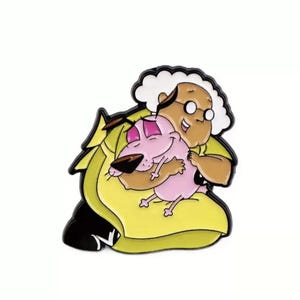Muriel Grandmother Hugging Courage The Cowardly Dog Enamel Metal Pin Badge Gift